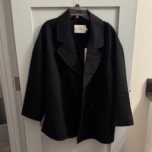 NWT REBECCA MINKOFF Black Double-Breasted Peacoat - M